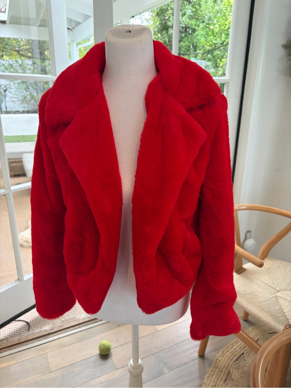 BLAnknyc red cropped faux fur jacket size xs